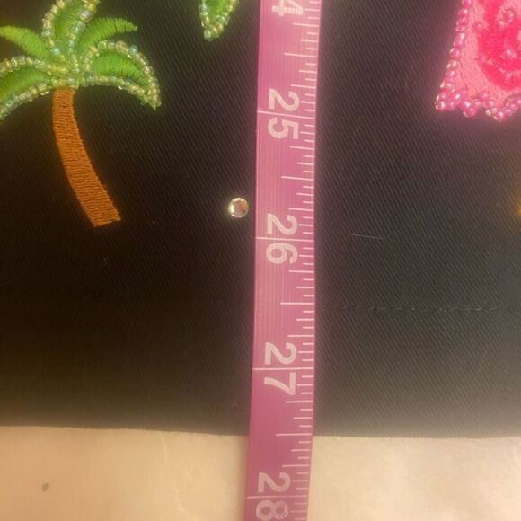 Quaker Factory Black‎ Lightweight Jacket with Embroidered Flamingos Sz L - Picture 14 of 14